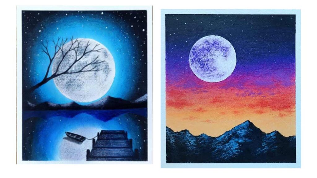 Moonlight Sceneries easy drawings